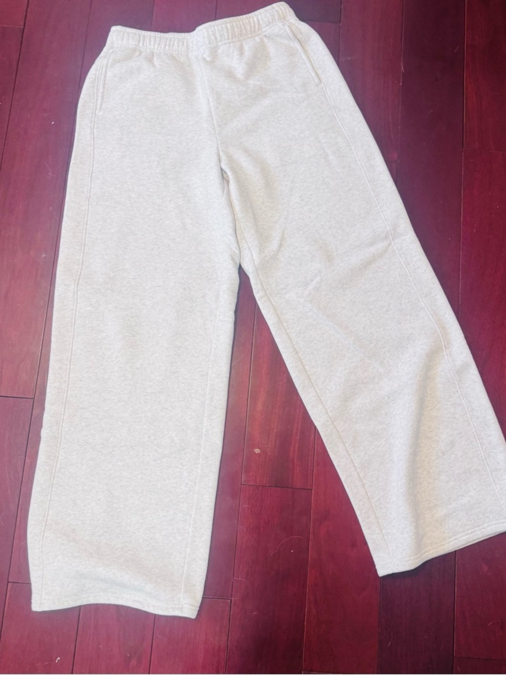 aerie Light Gray Wide-Leg Track Pants
